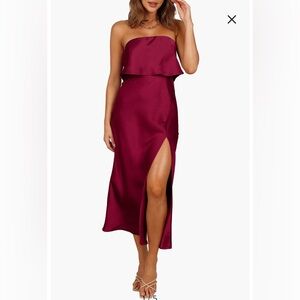 NWT- Petal & Pup Vienna Strapless Midi Dress, Berry, XL